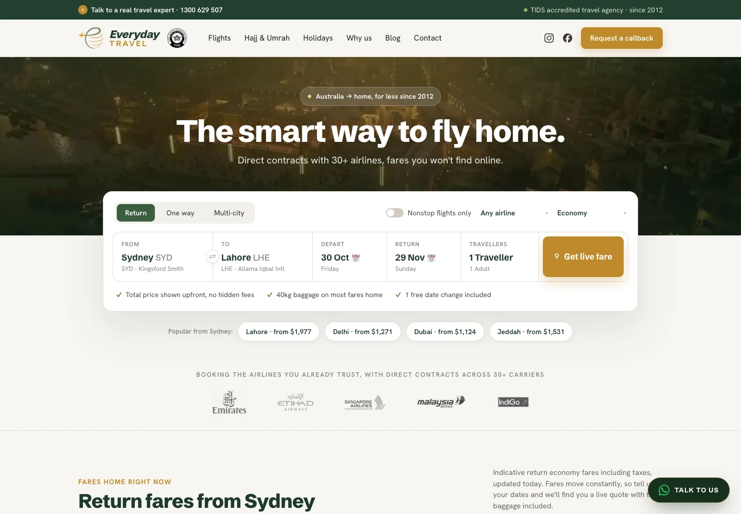 Everyday Travel flight booking website