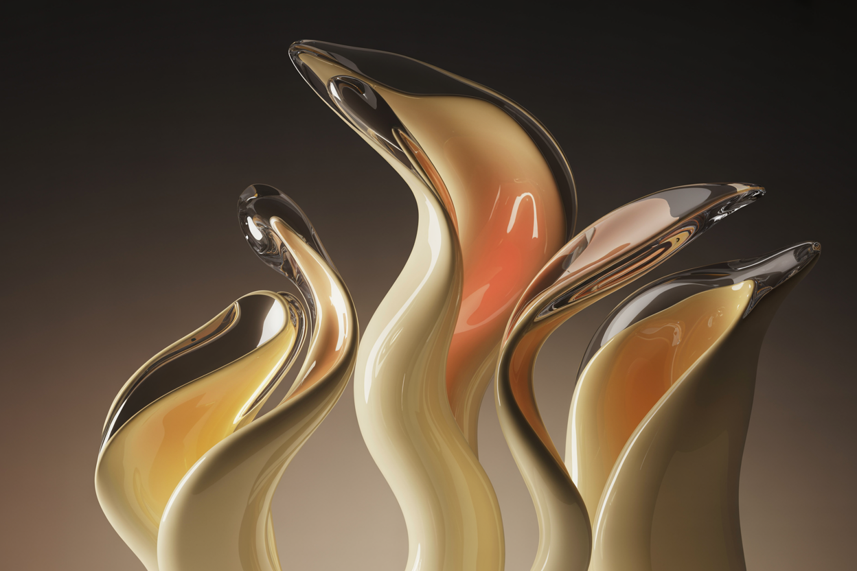 Organic ceramic forms rising upward representing continuous growth and improvement